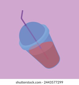 Fresh Smoothie Soda Drink Vector Illustration Icon Fresh Strawberry Blueberry Soda Smoothie Drink Icon Beverage Drink Cup Vector