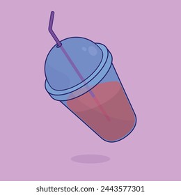 Fresh Smoothie Soda Drink Vector Illustration Icon Fresh Strawberry Blueberry Soda Smoothie Drink Icon Beverage Drink Cup Vector