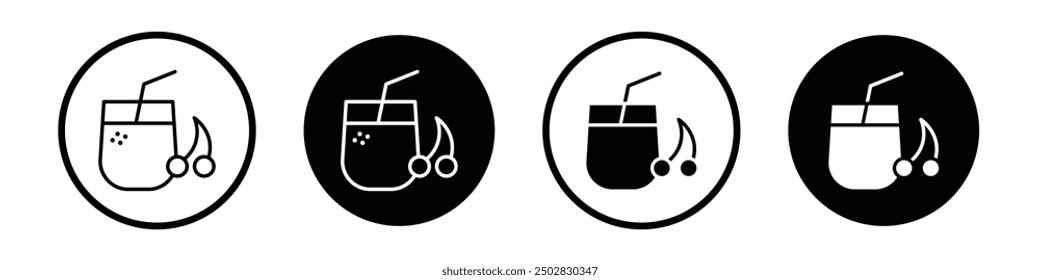 Fresh smoothie vector icon set black filled and outlined style.