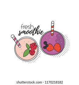 fresh smoothie vector illustration. view from top.