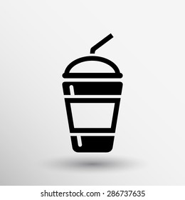 Fresh soda drink with straw fast food.