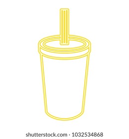 fresh soda in plastic cup with straw