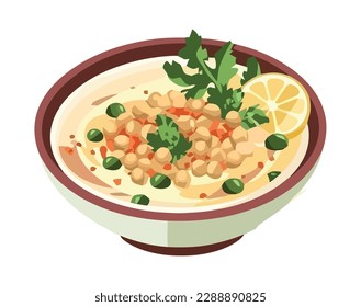 Fresh soup with healthy vegetables and herbs icon isolated