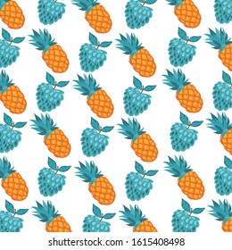 fresh soursop and pineapple fruits pattern vector illustration design
