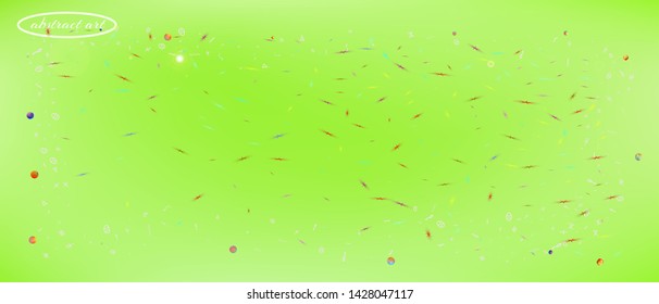 Fresh space and signs confetti. Background bright. Minimal colorific illustration. A Ultra Wide themed background illustration. Colorful breezy abstraction. Lime main theme.