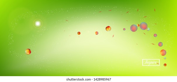 Fresh space and signs confetti. Creative colorific illustration. Background modern. Great - new Ultra Wide backgrounds. Colorful net abstraction. Green colored.