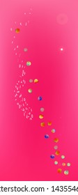 Fresh space and signs confetti. Liquid colorific illustration. Background wallpaper. Colorful great space Ultra Wide background, vertical. Colorful fresh abstraction. Magenta color theme.