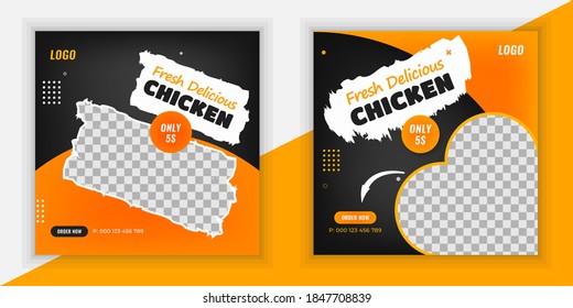 Fresh And Spicy Delicious Chicken Social Media Post Design Template, Fast Food Social Media Post, Delicious Chicken Or Poster, Fresh And Spicy Food Flyer Design, Free Delivery