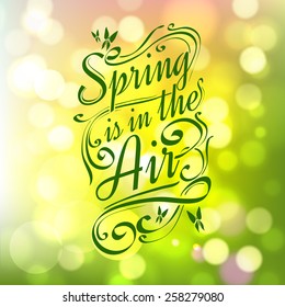 Fresh Spring bokeh background with lettering