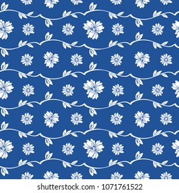Fresh spring branches with small leaves and pansy flowers. Abstract vector seamless pattern. Background cloth and textile design, diary covers, gift wrapping and invitations