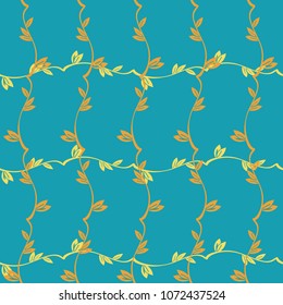 Fresh spring branches with small leaves. Abstract vector seamless pattern. Background cloth and textile design, diary covers, gift wrapping and invitations