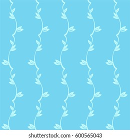 Fresh spring branches with small leaves. Abstract vector seamless pattern. Background cloth and textile design, diary covers, gift wrapping and invitations.