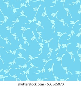 Fresh spring branches with small leaves. Abstract vector seamless pattern. Background cloth and textile design, diary covers, gift wrapping and invitations.