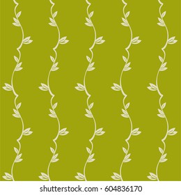 Fresh spring branches with small leaves. Abstract vector seamless pattern. Background cloth and textile design, diary covers, gift wrapping and invitations