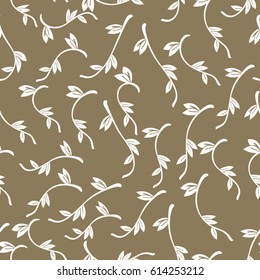Fresh spring branches with small leaves. Abstract vector seamless pattern. Background cloth and textile design, diary covers, gift wrapping and invitations