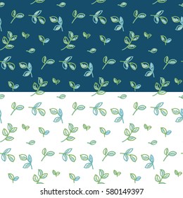 fresh spring color decorative abstract leaves. foliage tender ornament. hand drawn traced vector illustration.