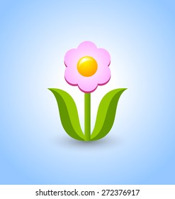 Fresh spring flower icon on light blue background
