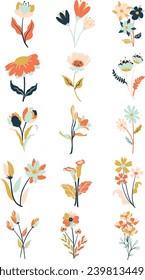 Juego de Ilustración de Flores de Primavera Fresca