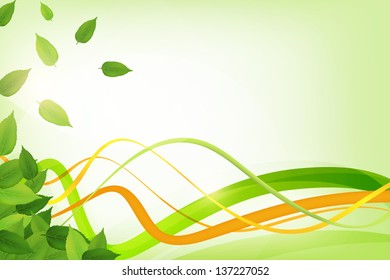 Fresh spring green vector abstract background width leaf