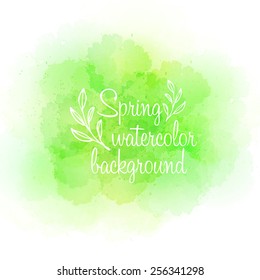 Fresh spring green watercolor background. Vector illustration 