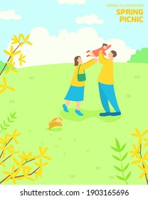 Fresh Spring Landscape Illustration : Spring Picnic 