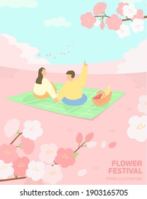 Fresh Spring Landscape Illustration : Spring Picnic 