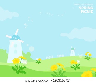 Fresh Spring Landscape Illustration : Spring Picnic 