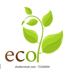 Fresh spring plant. Ecological logo or emblem - vector illustration