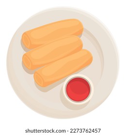 Fresh spring roll icon cartoon vector. Food cuisine. China meal