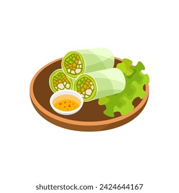 Fresh spring rolls asian food vector illustration