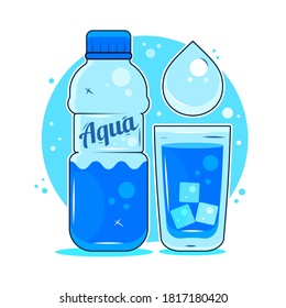 Frisches Quellwasser, Aufkleber, Logo, Plakat, Symbol, Symbol des Lebens.