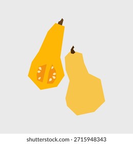 Ilustração de abóbora fresca. Simples ícone de legumes para os agricultores publicidade do mercado. Símbolo vetorial de legumes colhidos em estilo plano mínimo
