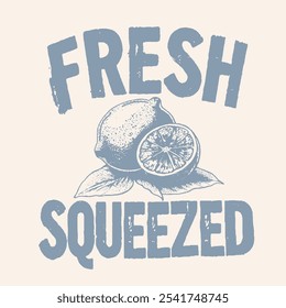 fresh squeezed lemoniid print design. lemon fruit print t shirt design. vintage lemon fresh design. orange t shirt print. summer print design in vector