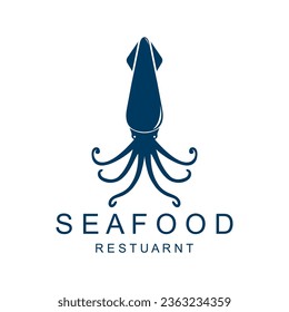 un logotipo de mariscos de calamares frescos.