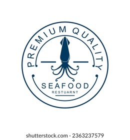 un logotipo de mariscos de calamares frescos.