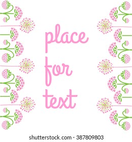 Fresh srping flowers. Place for text. Greeting card with place for text.  Suitable for ads, signboards, packaging and identity and web designs.