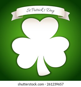 Fresh St Patrick's Day Poster with Paper Clover. In the EPS file, each element is grouped separately.