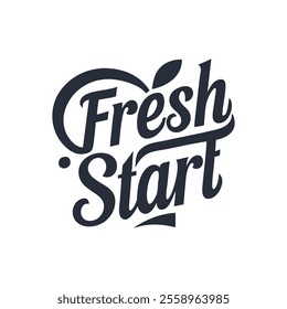 Fresh Start: A bold and modern typography design with a fresh, clean aesthetic, perfect for branding, marketing, and design projects. The word "Fresh" is emphasized with a stylized leaf.