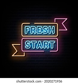 fresh start neon sign vector. sign symbol