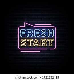 Fresh Start Neon Signs Style Text Vector