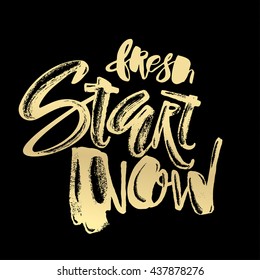 Fresh start now concept hand lettering motivation poster. Artistic modern brush calligraphy design for a logo, greeting cards, invitations, posters, banners, t-shirts.