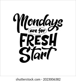 Fresh start quote poster. Hand drawn letering on white background. Typographic vector illustration.
