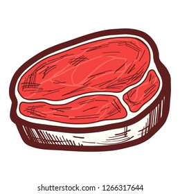 Fresh steak icon. Hand drawn illustration of fresh steak vector icon for web design