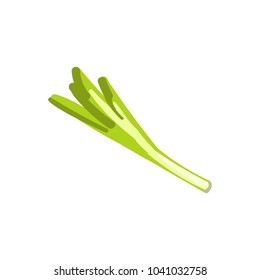 Fresh stem leeks. Eco-friendly vegetarian food. Appetizing vegetable icon. Vector illustration.