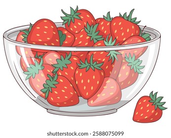 Fresh Strawberries in Glass Bowl and Deep Dish Plate