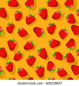 Fresh strawberries seamless pattern design