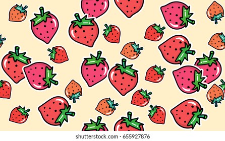 Fresh strawberries seamless pattern vector. Fresh berries of strawberry seamless background