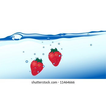 Fresh strawberries in the water