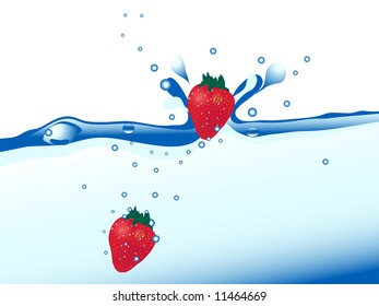 Fresh strawberries in the water