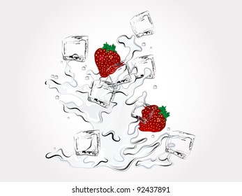 Fresh strawberries in water splash